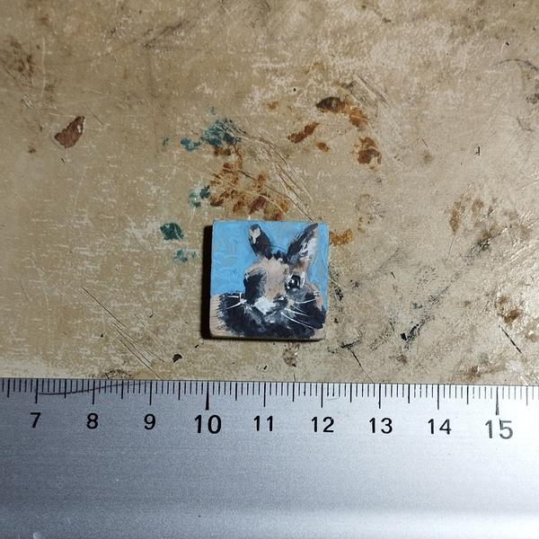 Mini portait d'un lapin beige et noir