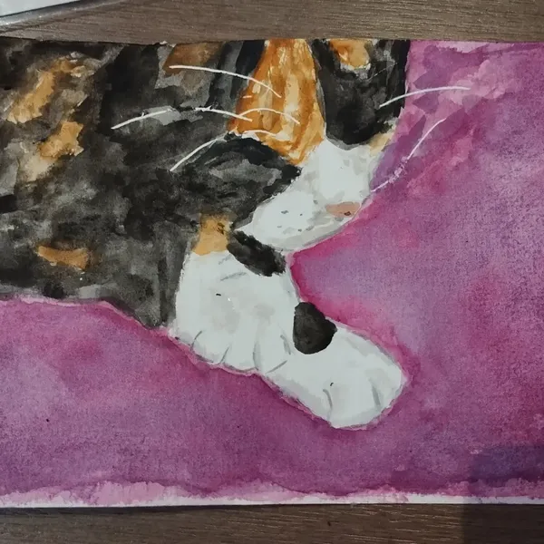 Aquarelle de Nola qui dort 