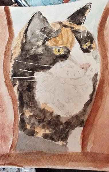 Aquarelle de Nola sur sa chaise 