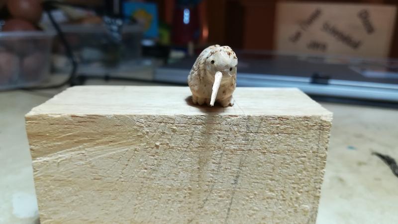 Petite sculpture de kiwi, vue de face 